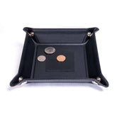 Black Leather Travel Change Valet Tray